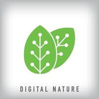 Unique digital leaf logo design. ecological data link for company vector