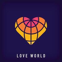 Unique heart world line logo design. global climate and healthy world style. flat style. vector
