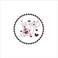 Continuous Line Art Envelopes and Hearts Romantic Design vector