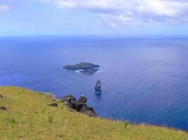 Easter Island coastline. Easter Island coast, rocks, ocean. photo