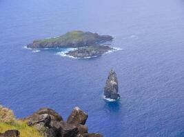 Easter Island coastline. Easter Island coast, rocks, ocean. photo