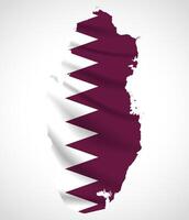 Qatar Map Silhouette with National Flag Design vector