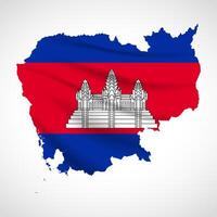 Cambodia Map Silhouette with National Flag Design vector