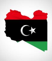 Libya Map Silhouette with National Flag Design vector