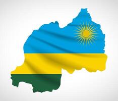 Rwanda Map Silhouette with National Flag Design vector
