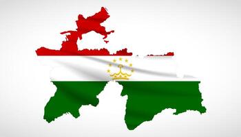 Tajikistan Map Silhouette with National Flag Design vector