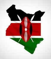 Kenya Map Silhouette with National Flag Design vector