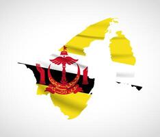 Brunei Map Silhouette with National Flag Design vector