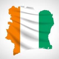 Ivory Coast Map Silhouette with National Flag Design vector