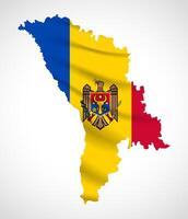 Moldova Map Silhouette with National Flag Design vector