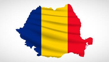 Romania Map Silhouette with National Flag Design vector