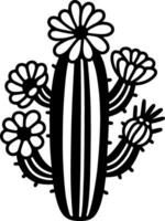 Flowering Cactus Outline vector