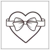 Big heart tied with gift ribbon. Romantic outlined icon of a heart with a bow. Design element for Valentines Day, wedding, Mother's Day, March 8, greeting cards vector