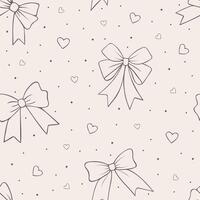 Seamless pattern with ribbon bows. Background with cute holiday decorative elements, different bow knots, gift bows. Illustration for textile, wrapping paper, scrapbook, linen, nursery vector