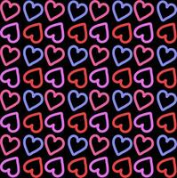Seamless texture in the form of a pattern of multi-colored hearts on a black background vector