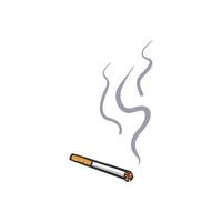 A lit cigarette with smoke rising, isolated on a white background. Simple illustration style vector