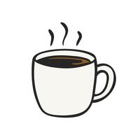 Hand drawn illustration of a steaming cup of coffee, with a simple and expressive style vector