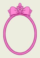 Hand-drawn frame with elegant bows and ribbons in a minimalist, girly style. Perfect for wedding invitations, birthday cards. Includes pink, boho, and baroque elements in a classic, feminine design vector