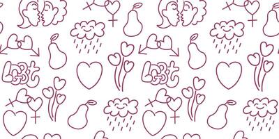 seamless pattern with lgbt pride doodles vector