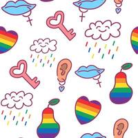 seamless pattern with lgbt colored objects vector