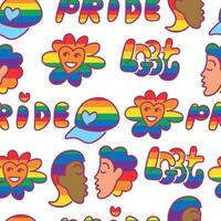 seamless pattern with rainbow colored lgbt elements vector