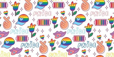 seamless pattern with lgbt pride elements as horizontal background vector