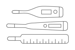 tests and thermometer icons in line style vector