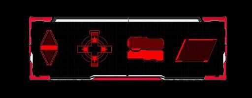 A sleek and modern interface displays various red icons and shapes against a black background, suitable for gaming or high-tech projects, emphasizing digital sophistication vector