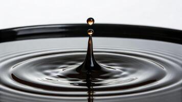 Simplicity in crude oil aesthetic photography water drop impact smooth surface minimalist concept photo