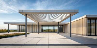 Simplicity in architectural design modern home photography outdoor setting low angle horizontal lines photo