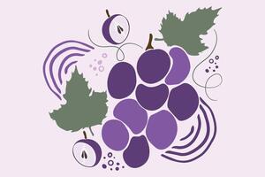 Group of sweet simple purple grape in flat design vector