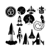 Set of the rockets labels. Spaceships silhouettes collection. Label and emblem design template. Vectordesign elements. vector