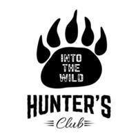Hunter's club label template. Bear footprint. Bear hunting. Design element in . vector