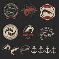 Set of shrimps meat labels. Shrimps icons. Shrimps meat labels, emblems, badges and design elements. design element. vector