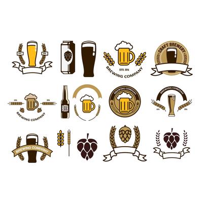 Set of craft beer emblems and logo templates. Retro design graphic element, emblem, logo, insignia, sign, identity, logotype, poster.
