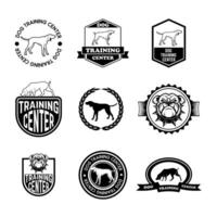 Set of Dog training center labels. Design element for logo, label, emblem, sign, badge. illustration. vector