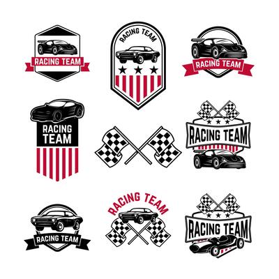 Set of the Car Racing Labels,Icons and Design Elements. Label,logo or badge design template. illustration.