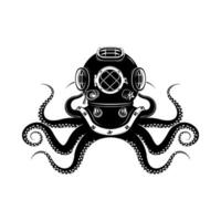 Born to dive. octopus with diver helmet and two tridents. Template for t-shirt print. illustration. vector