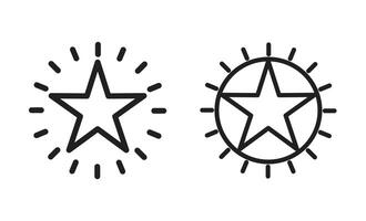Shining star thin line. Outline Shining star icon with radiant. Editable stroke. vector