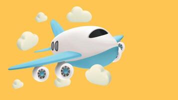 Airplane flying in clouds for travel. background for summer travel advertising design . Realistic 3d design of Travel concept in cartoon minimal style vector