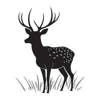 This is a beautiful and serene silhouette of a deer, captured in the tranquil backdrop of nature. Perfect for wildlife enthusiasts and art lovers alike. vector