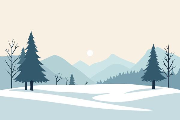 Landscape with Pine Trees and Mountains
