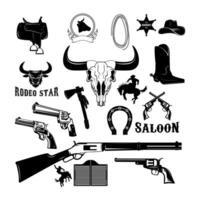 Set of elements for wild west labels design. Cowboy. vector