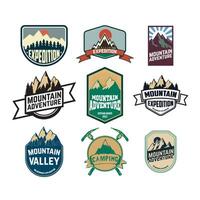 Set of vintage style mountains expedition labels and badges and design elements. logo,badge or label design template. vector