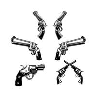 Set of the illustrations of revolvers vector