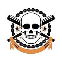 Skull with crossed baseball bats. Design elements for t-shirt print, poster template. illustration. vector