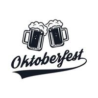 Octoberfest. Two vintage beer mug isolated on white background. Design element for flyer or poster. illustration. vector
