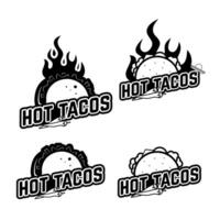 Hot tacos. Set of the taco labels, badge and design elements isolated on white background. Design elements for labels, badges, emblems, signs. illustration. vector