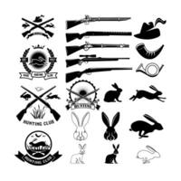 Set of hare hunting club labels, badges and design elements. illustration. vector