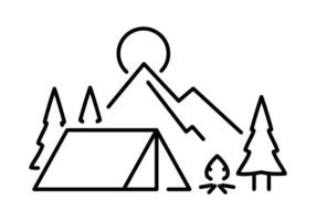 Camping in nature painting, trees, streams and mountains. vector